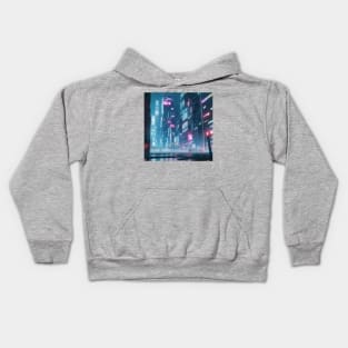 futuristic cyberpunk city Kids Hoodie